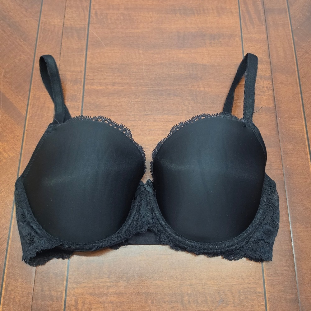 Victoria's Secret Bra Womens 34DD Black Dream Angels Lined Demi Lace Underwire